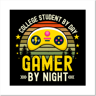 College student  Lover by Day Gamer By Night For Gamers Posters and Art